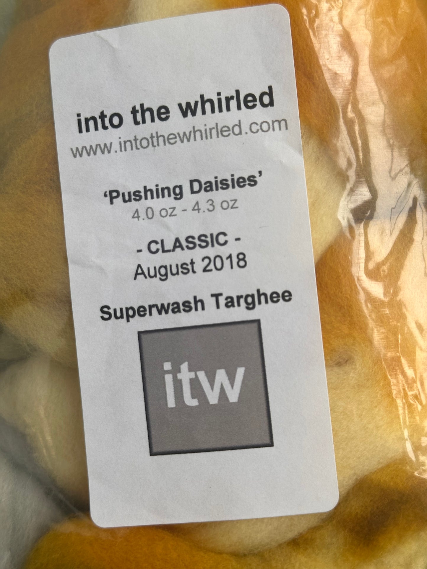 DESTASH - Into the Whirled 4oz Superwash Targhee Fiber - Pushing Daisies
