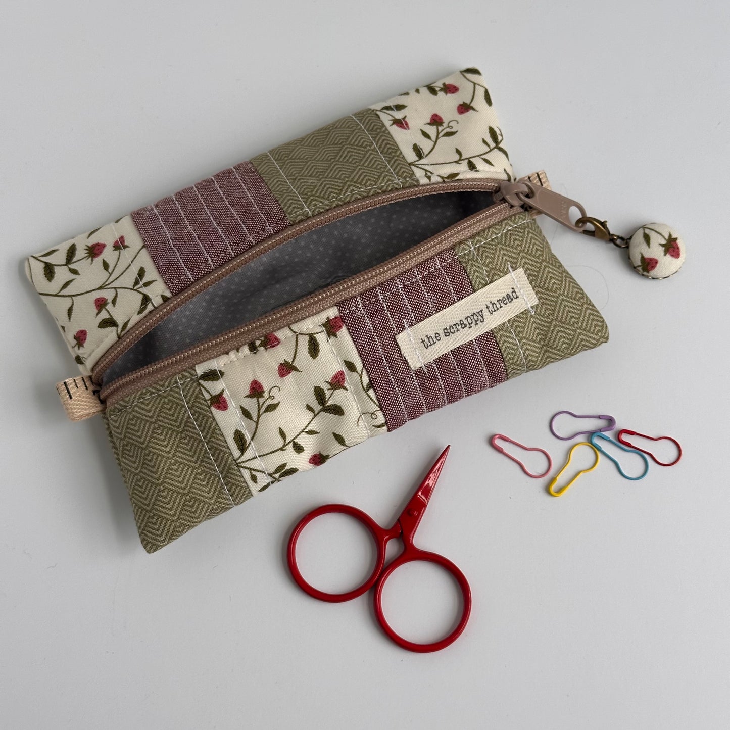One-of-a-Kind Zippered Project Bag - 'Flat Sack' - Notions Pouch
