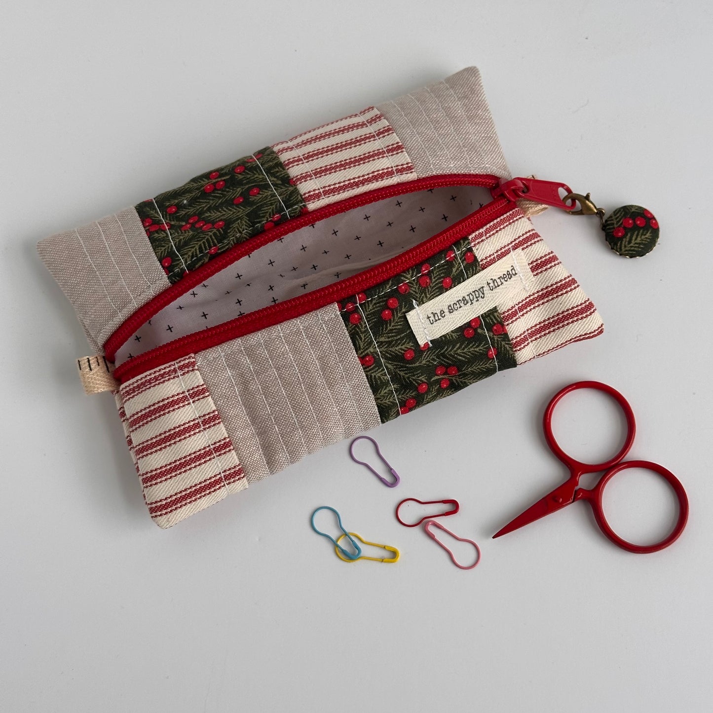 One-of-a-Kind Zippered Project Bag - 'Flat Sack' - Notions Pouch