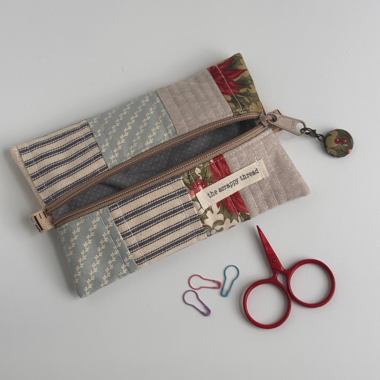 One-of-a-Kind Zippered Project Bag - 'Flat Sack' - Notions Pouch