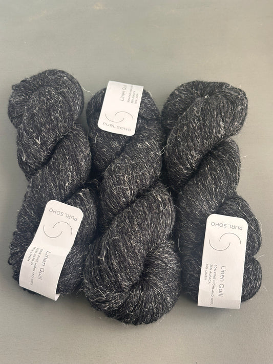 DESTASH - Purl Soho Linen Quill - Kettle Black - 3 skeins
