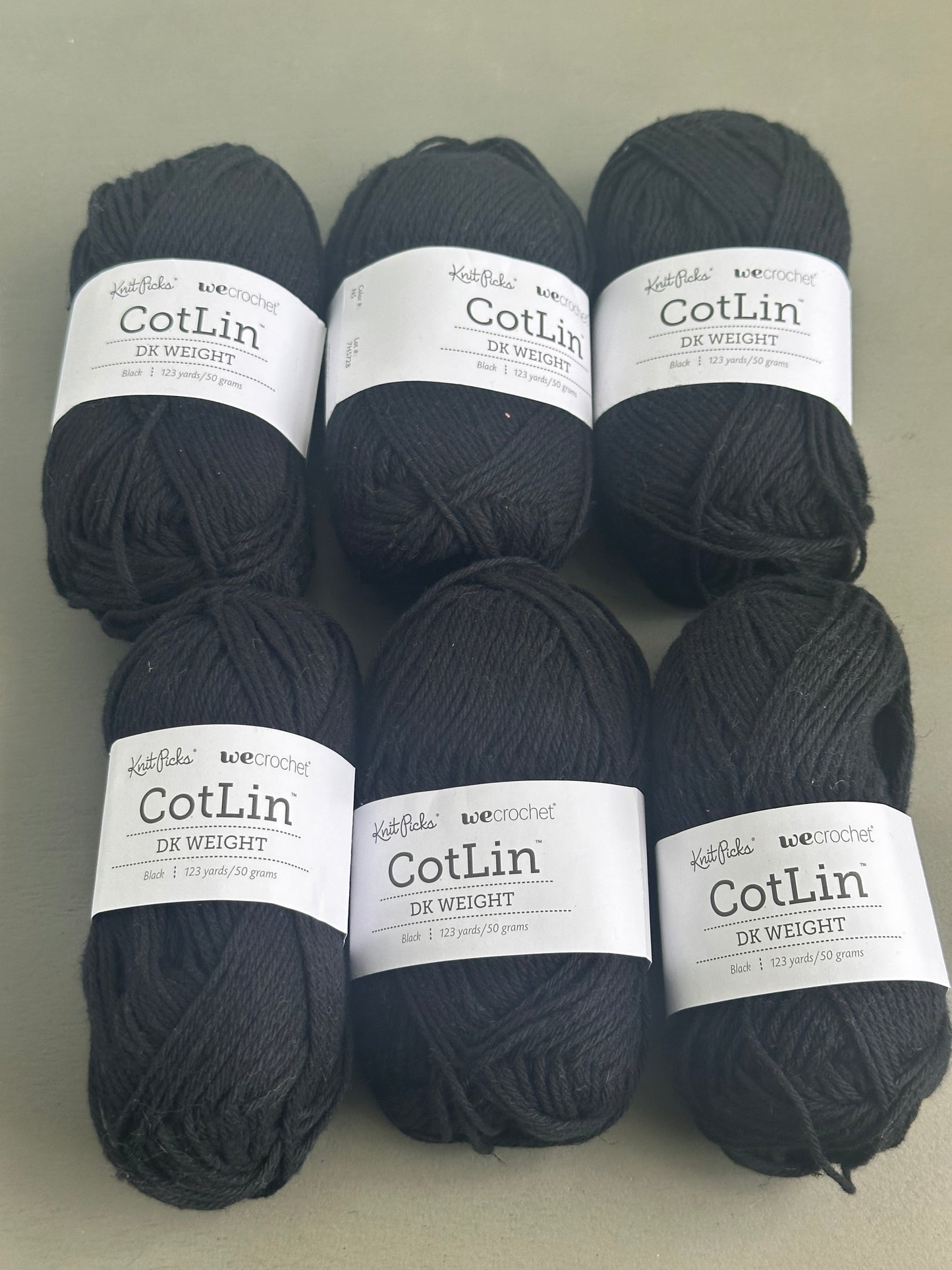 DESTASH - Knit Picks Cotlin - Black - Six Skeins