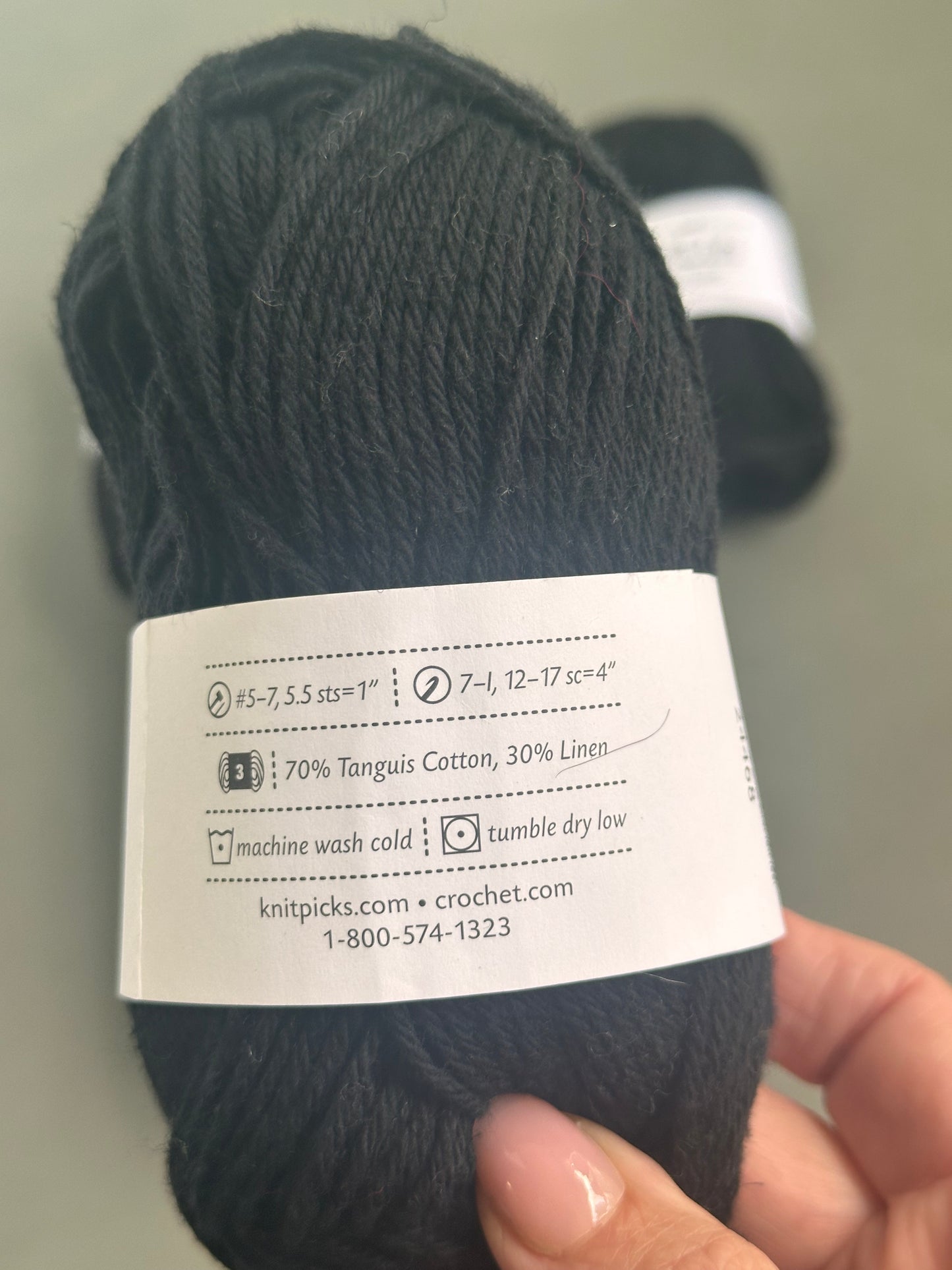 DESTASH - Knit Picks Cotlin - Black - Six Skeins