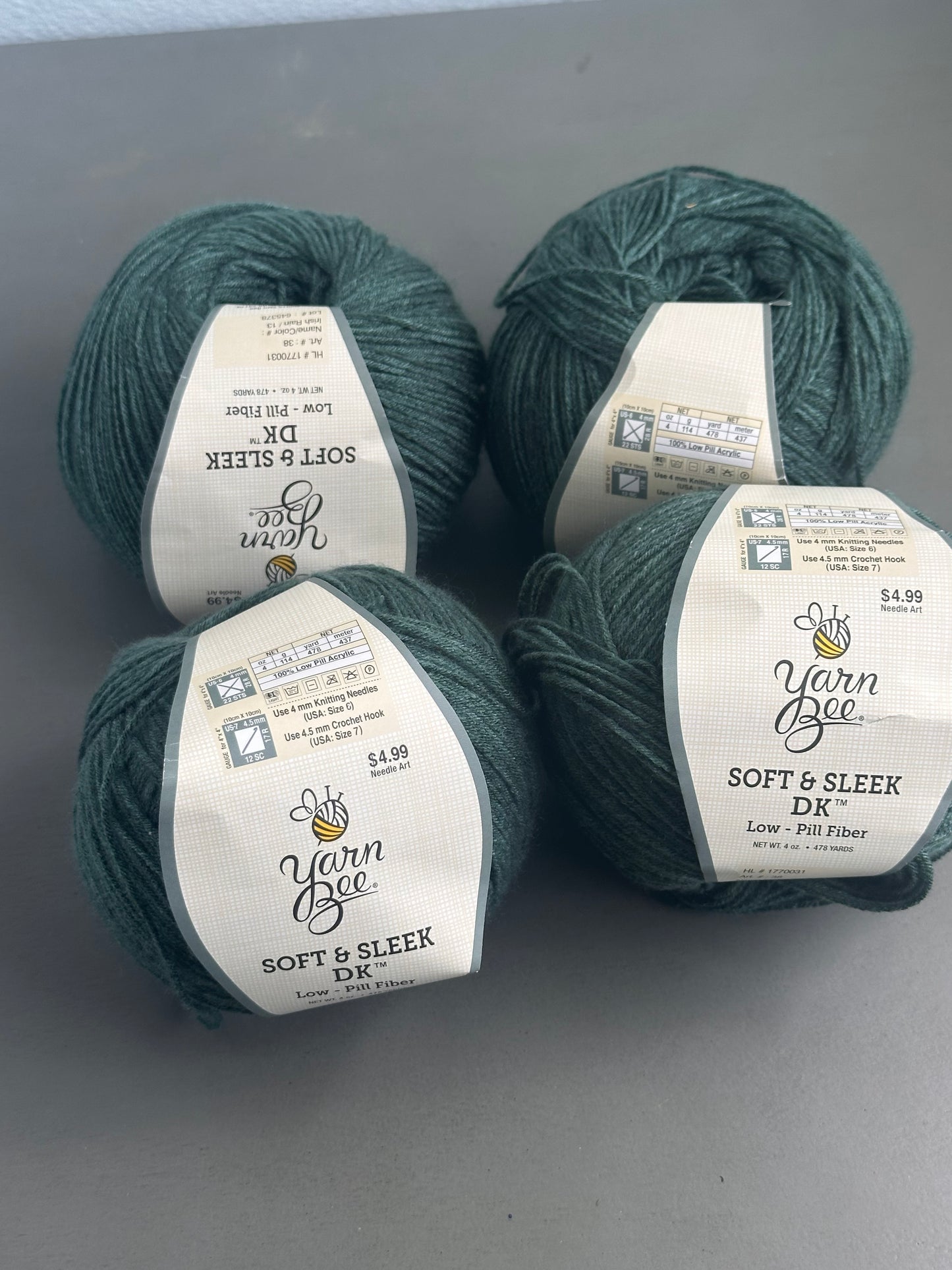 DESTASH - YarnBee Soft & Sleek DK - Irish Rain - 4 skeins