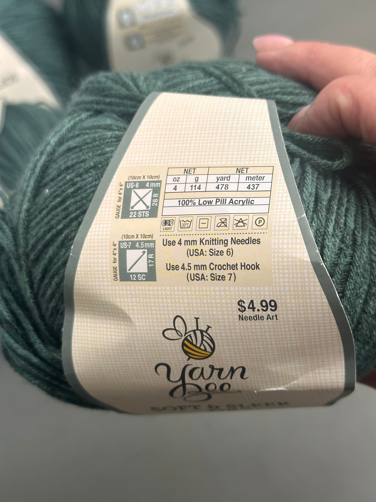 DESTASH - YarnBee Soft & Sleek DK - Irish Rain - 4 skeins