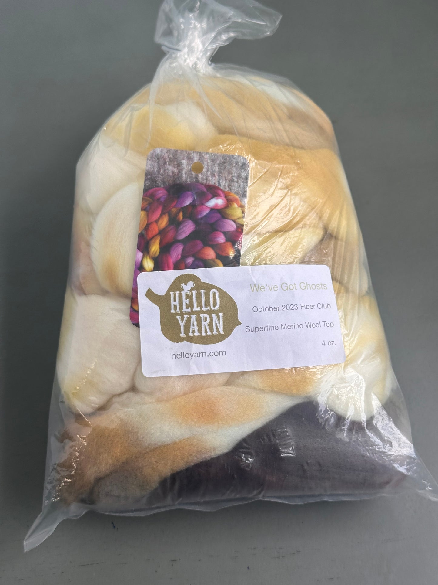DESTASH - Hello Yarn 4 oz Superfine Merino Wool Top - We've Got Ghosts