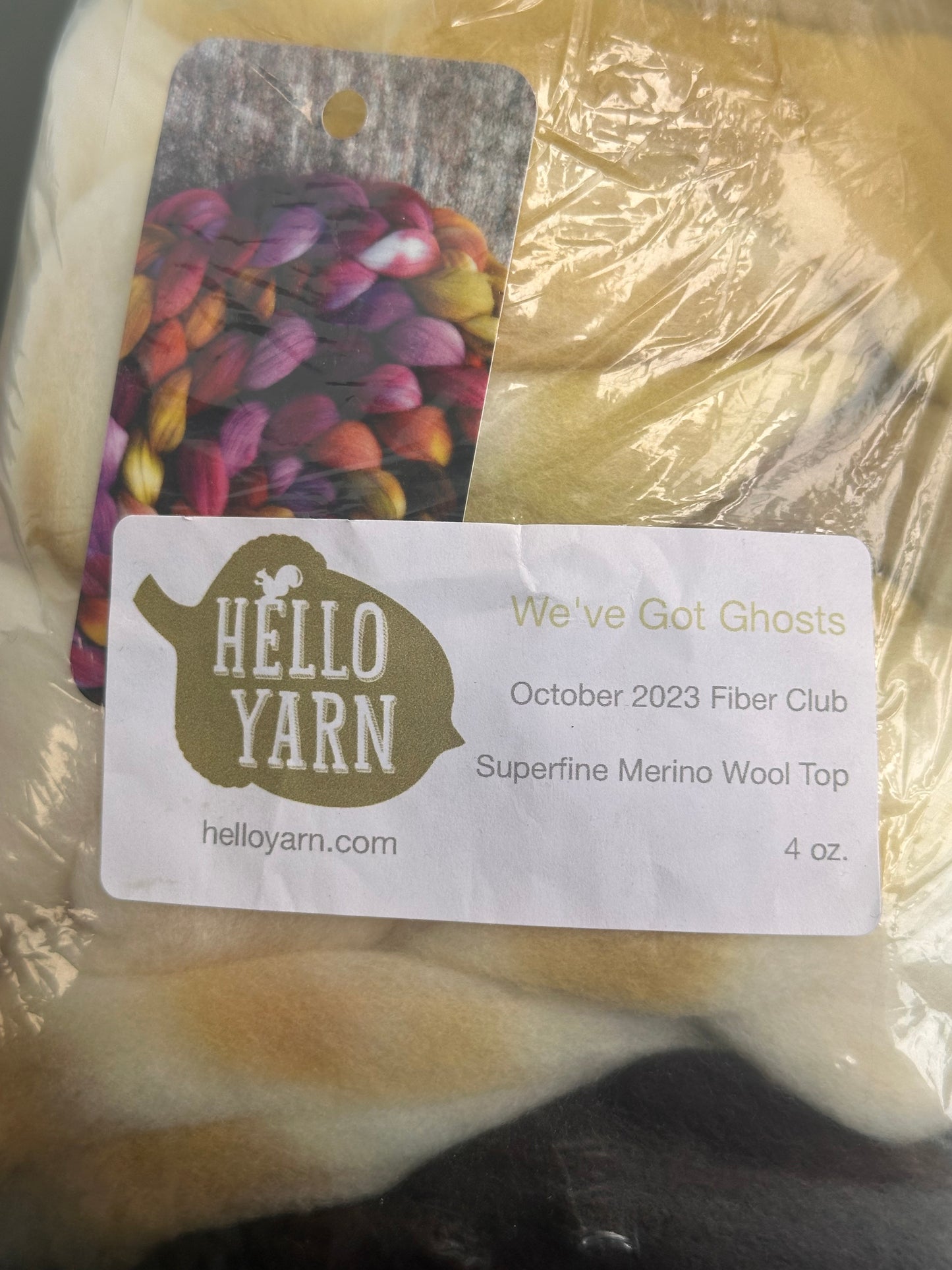 DESTASH - Hello Yarn 4 oz Superfine Merino Wool Top - We've Got Ghosts