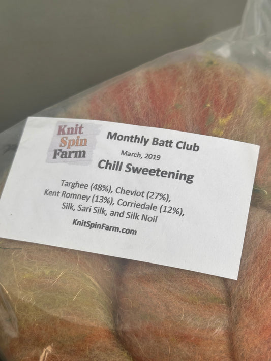 DESTASH - Knit Spin Farm Monthly Batt Club - Chill Sweetening