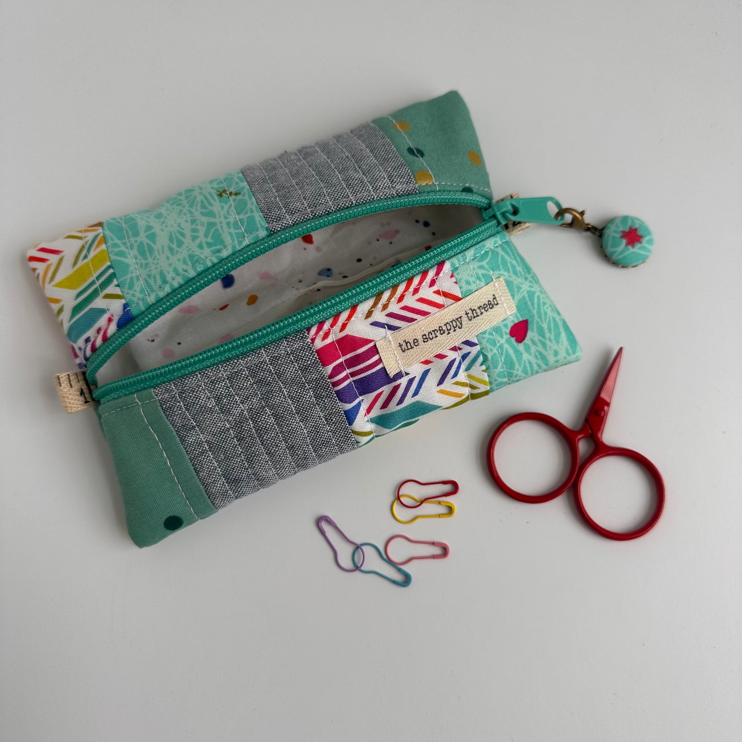 One-of-a-Kind Zippered Project Bag - 'Flat Sack' - Notions Pouch
