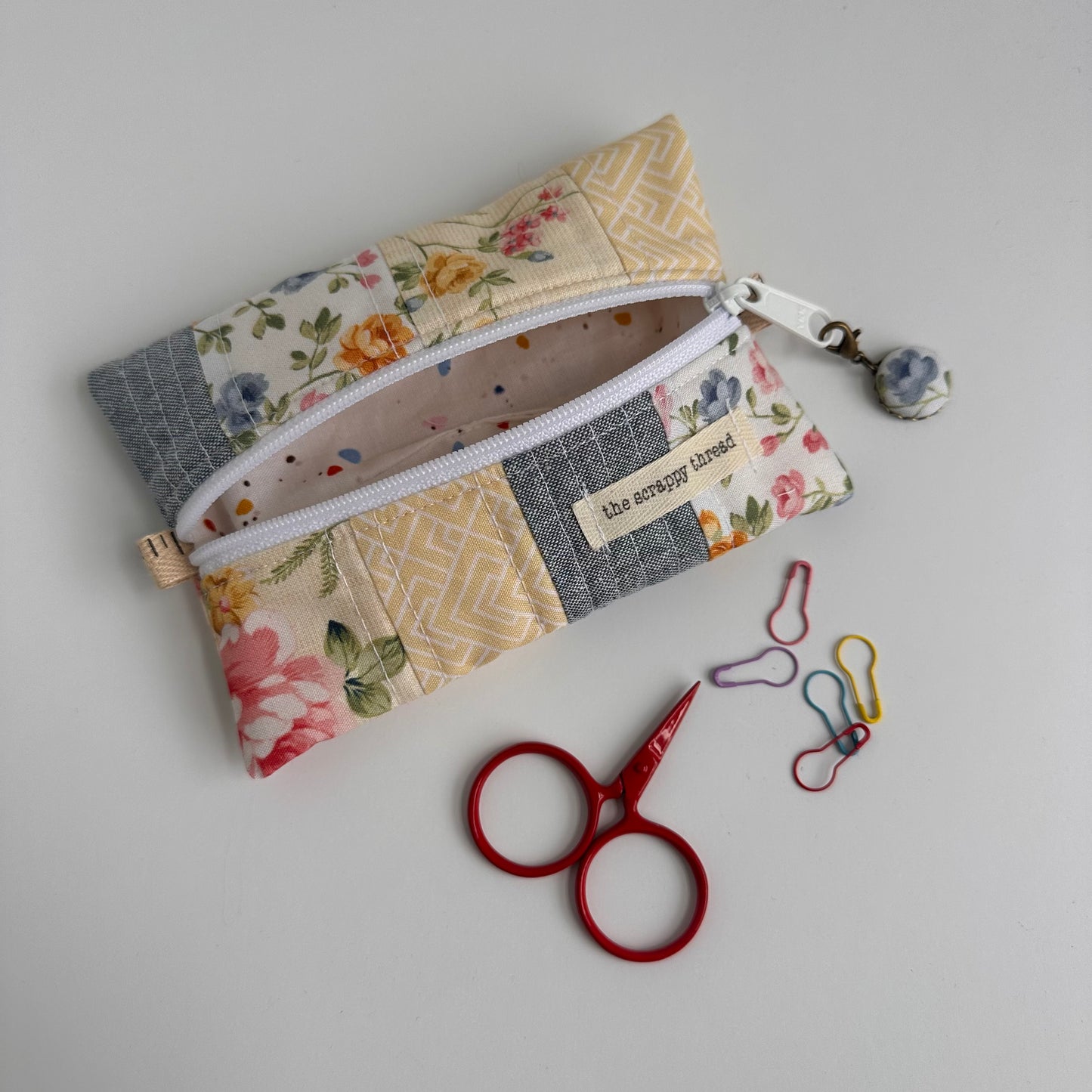 One-of-a-Kind Zippered Project Bag - 'Flat Sack' - Notions Pouch