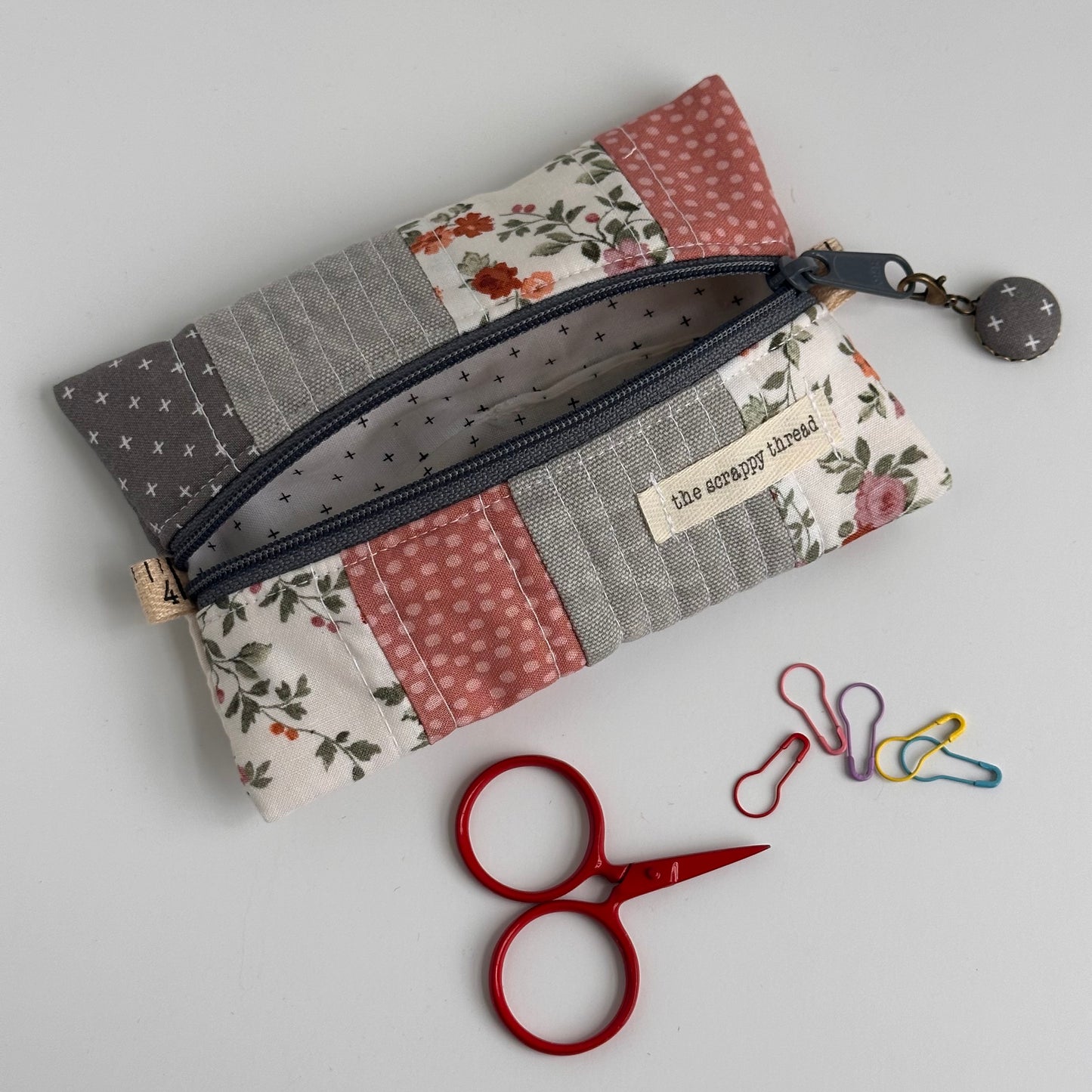 One-of-a-Kind Zippered Project Bag - 'Flat Sack' - Notions Pouch