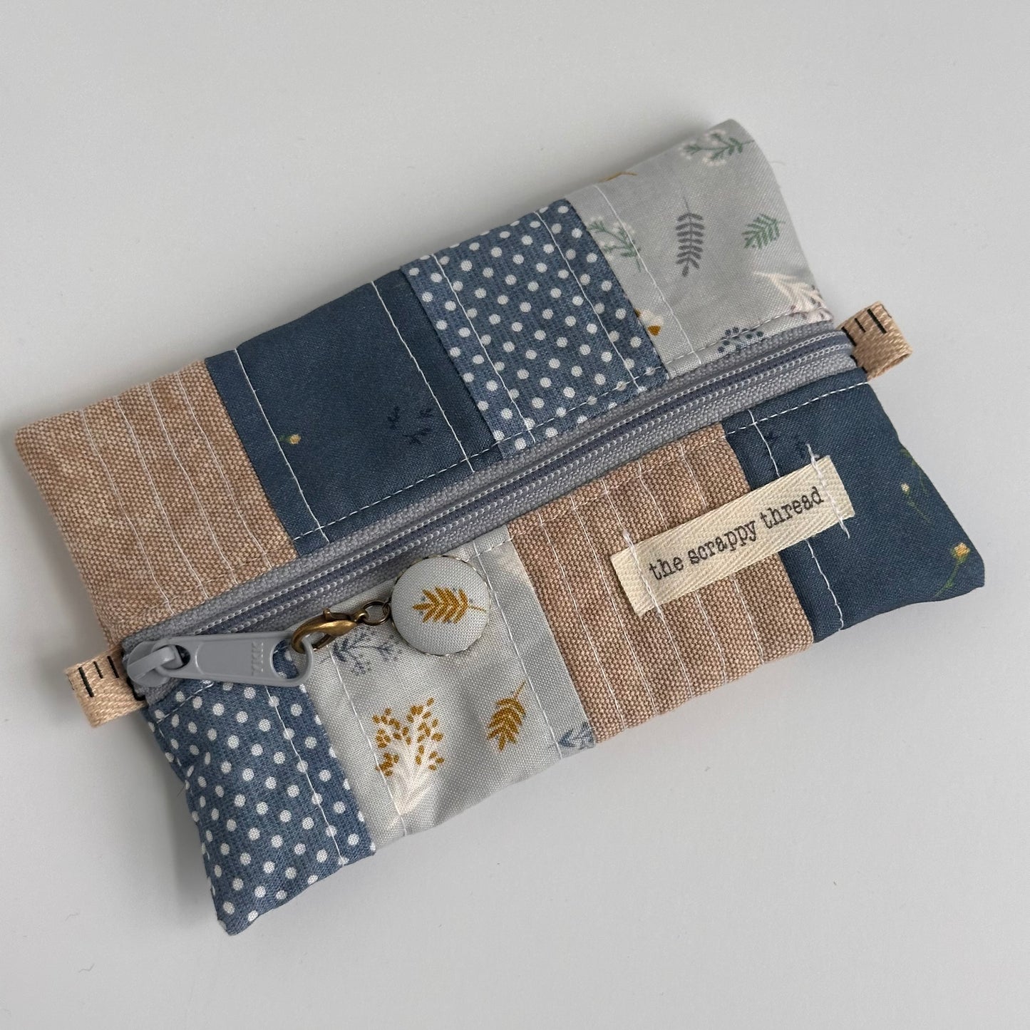 One-of-a-Kind Zippered Project Bag - 'Flat Sack' - Notions Pouch