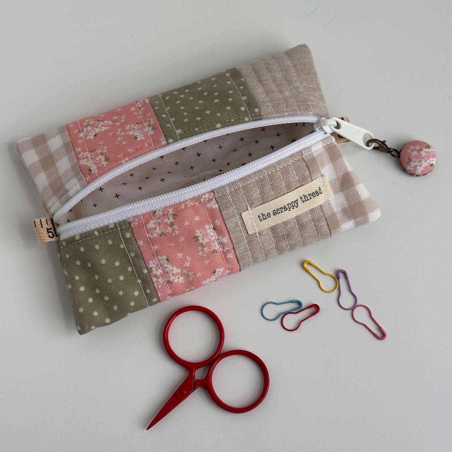 One-of-a-Kind Zippered Project Bag - 'Flat Sack' - Notions Pouch