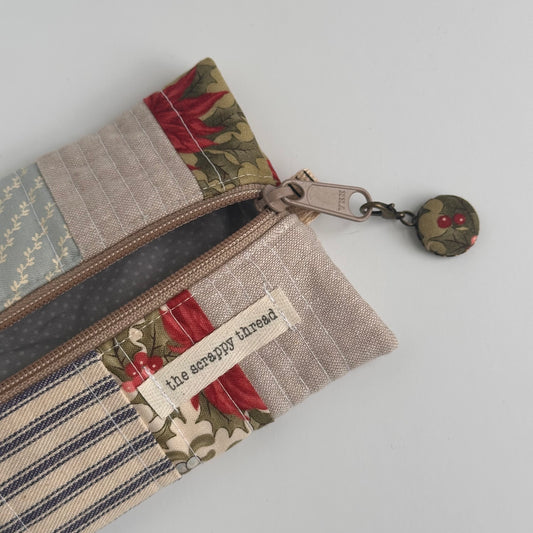 One-of-a-Kind Zippered Project Bag - 'Flat Sack' - Notions Pouch